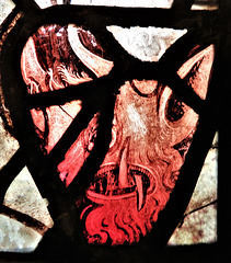 morley church, derbs;  c15 devil glass of 1470 from dale abbey