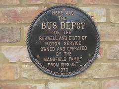 A plaque to mark the site of the former Burwell & District bus garage - 17 Jan 2012 (DSCN7450)