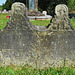 speldhurst church, kent (4)early c18 gravestone of john bellingham and wife with time and another figure on the lugs. 1711