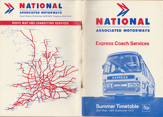 Associated Motorways (National Travel) Summer 73 timetable cover