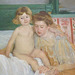 Detail of Mother and Child (Baby Getting up from a Nap) by Mary Cassatt in the Metropolitan Museum of Art, February 2013