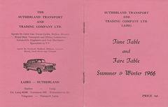 Sutherland Transport and Trading Company 1965-1966 timetable - Cover