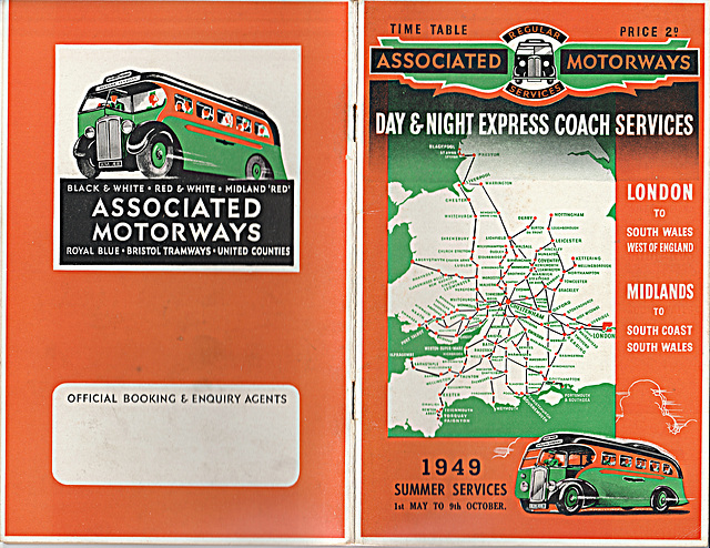 Associated Motorways Summer 1949 timetable cover