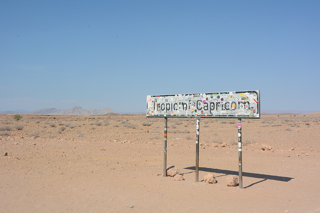 Tropic of Capricorn Sign in the Namib Desert