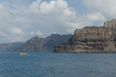 The coastline at Santorini