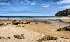 La playa de Luaña con la bajamar. Cantabria.