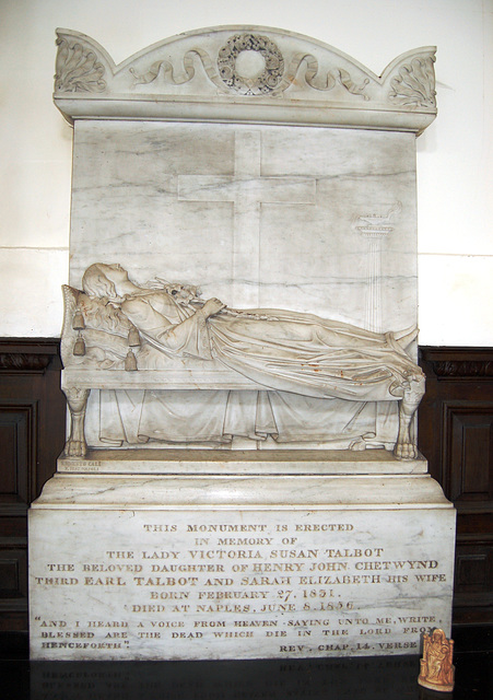 Memorial to Lady Victoria Talbot (d.1856), Chancel of Ingestre Church, Staffordshire