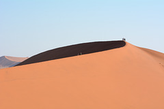 Namibia, Hiking on the Crest of the Big Daddy Dunes in the Sossusvlei National Park