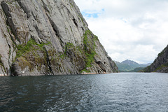 Norway, Lofoten Islands, View from the Trollfjorden towards the Tengelfjord