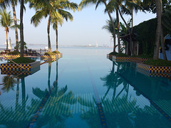 Early morning reflections at the pool, Malabar coast, with Cochin port in the distance.