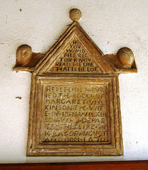 Monument to Margaret Wilkinson, Porch of East Bridgford Church, Nottinghamshire