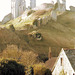 England-Reise im März 1989: View from the village to Corfe Castle