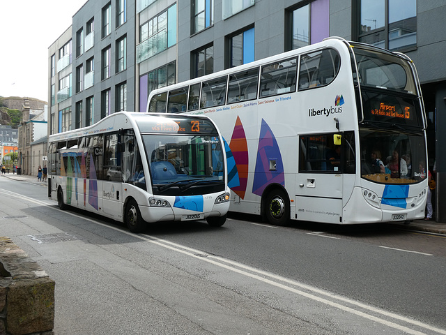 Libertybus 1715 (J 122015) and 2605 (J 122042) in St. Helier - 4 Aug 2019 (P1030537)