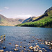 From the shore of Buttermere in the evening sunlight looking towards Fleetwith Pike and Haystacks (Scan from May 1991)