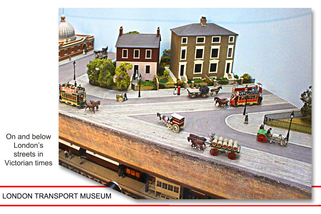 London Transport Museum - model of horse trams and tube c1890