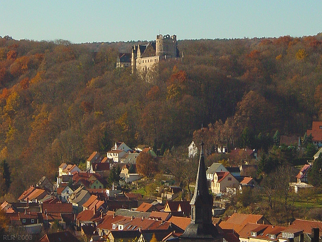 Kranichfeld, Blick über den Ort zum Oberschloss