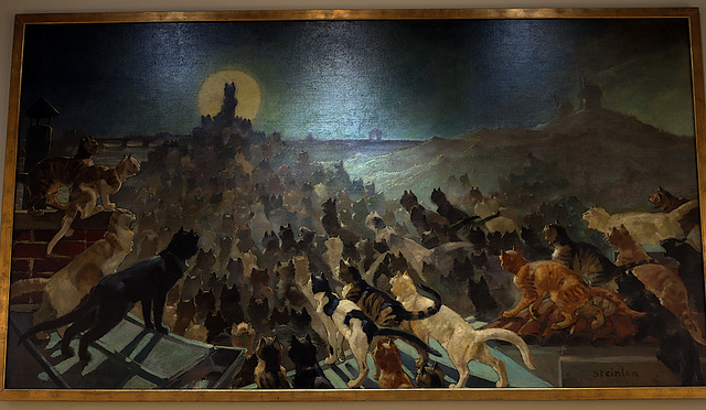 L'Apothéose des Chats à Montmartre . Peinture de Théophile-Alexandre Steinlen ( 1905 )
