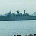 Warship leaving on the River Mersey after the battle of the Atlantic commemoration