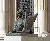 Bronze Sphinx outside the National Archaeological Museum in Madrid, October 2022
