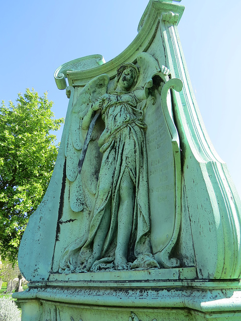 hammersmith margravine cemetery , london; c19 bronze memorial to foundry owner george robert broad, +1895 sculpted by aristide fabbrucci