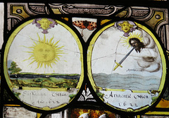 canterbury museum glass   (60) c17 flemish glass with sun and christ of the apocalypse with a sword in his mouth