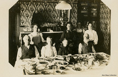 Thanksgiving Feast with Phonograph, Lamp, and Wallpaper