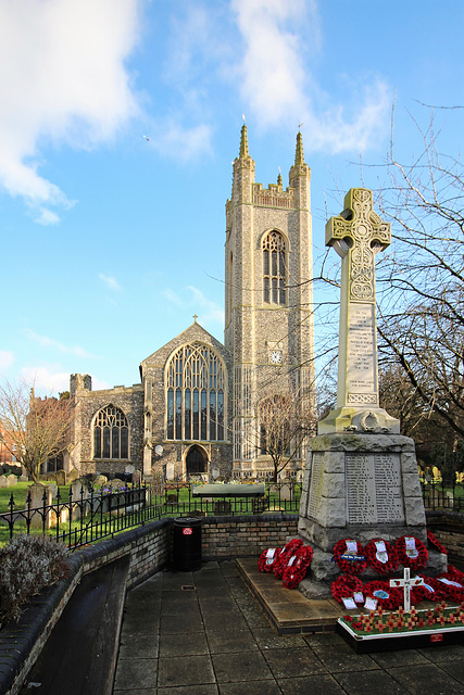 St Mary's Church and War Memorial, St Mary's Street, Bungay, Suffolk