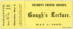 Gough's Lecture Ticket, Seamen's Friend Society, May 4, 1865