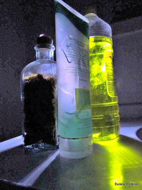 Backlight On Bathroom Bottles.