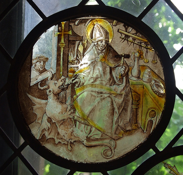 St. Dunstan of Canterbury Stained Glass Roundel in the Cloisters, June 2011