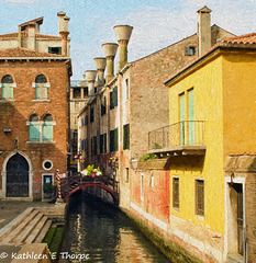 Venice back canal and chimneys - Topaz Painting Oil Paint by Jim LaSala