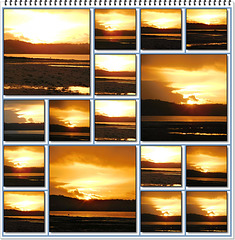 Bon weekend et bonne soirée avec un collage d'un coucher de soleil