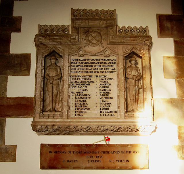 War Memorials, Yoxall Church, Staffordshire