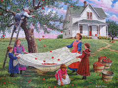 'Bushels of Fun' 300 Pc Jigsaw Puzzle Art by John Sloane Mfgd by Bits and Pieces