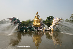 A beautifully decorated Fountain in the Historical Park Ancient Siam Thailand