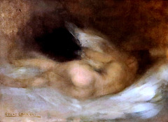 IMG 5936KC Eugène Carrière. 1849-1906. Paris Femme nue, allongée. Naked woman, lying down Rouen Musée des Beaux Arts.
