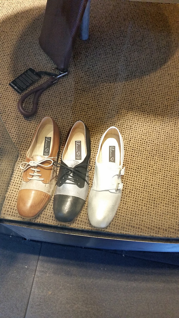 one white shoe