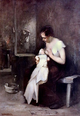 IMG 5936KD Eugène Carrière. 1849-1906. Paris Jeune mère. Young mother  1879.  Rouen Musée des Beaux Arts.