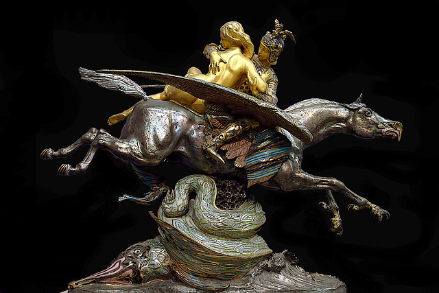 Angélique et Roger montés sur l'hippogriffe . Bronze d'Antoine-Louis Barye