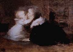IMG 7301A Eugène Carrière. 1849-1906. Paris.   Le baiser. The kiss. vers 1882.     Bremen Kunsthalle.