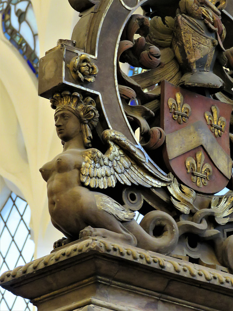 st helen bishopsgate , london harpy supporter and heraldry on tomb of sir william pickering +1574 (14)