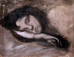 IMG 8182A Eugène Carrière. 1849-1906. Paris   La dormeuse. Head of a sleeping woman. vers 1895.   ( Collection Chtchoukine Moscou. Musée Pouchkine.  Exposition temporaire  Fondation Louis Vuitton. Paris. )