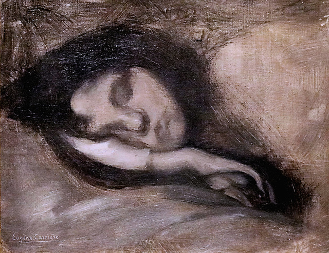 IMG 8182A Eugène Carrière. 1849-1906. Paris   La dormeuse. Head of a sleeping woman. vers 1895.   ( Collection Chtchoukine Moscou. Musée Pouchkine.  Exposition temporaire  Fondation Louis Vuitton. Par