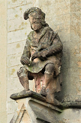 newstead abbey, notts, c19 bagpiper on south facade  by john shaw 1829-30