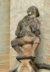 newstead abbey, notts, c19 fiddler on south facade  by john shaw 1829-30