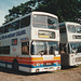 United Counties K712 ASC and TNH 871R at Fiveways Garage, Barton Mills - 30 Sep 1995