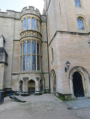 newstead abbey, notts, c19 stair oriel and neo-norman tower  by john shaw 1829-30