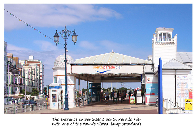 South Parade Pier Southsea with listed lamp standard 11 7 2019