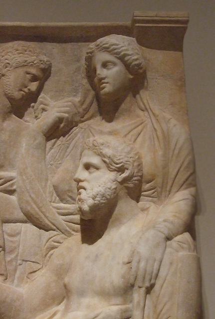 Detail of a Marble Stele of a Man in the Metropolitan Museum of Art, February 2012