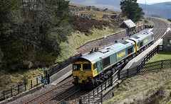 Freightliner class 66`s 66536+66541 at Dent Station running as 0K20 10.54 Leeds Balam Rd (FHH) - Carlisle N.Y 13th April 2019